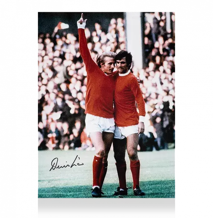 Icons Denis Law Signed Manchester United Photo: Celebrating With George Best