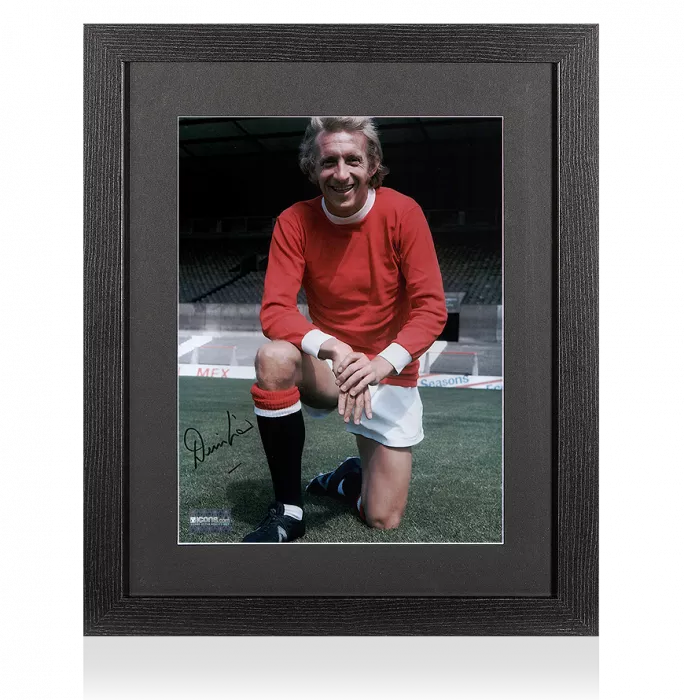 Icons Denis Law Signed Manchester United Photo In Black Wooden Frame: The Lawman