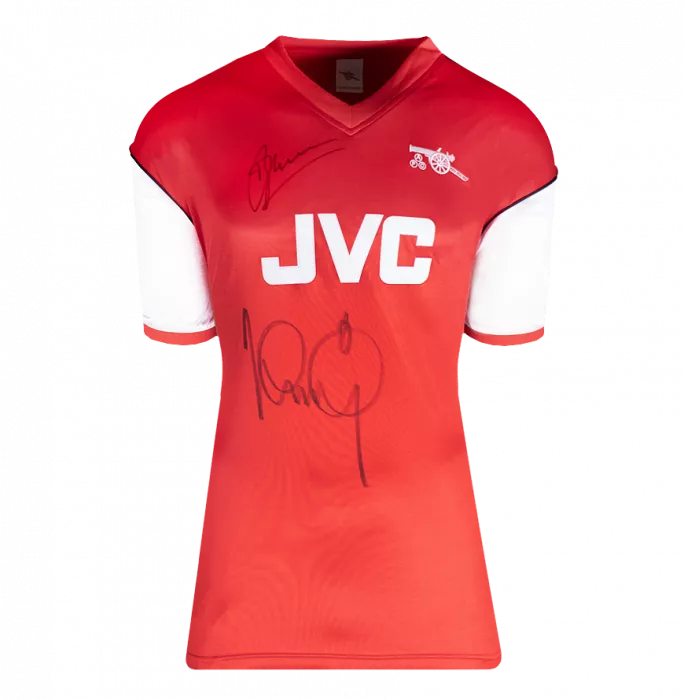Icons Dennis Bergkamp And Ian Wright Dual Signed Arsenal Retro Home Shirt In Hero Frame: Option 1