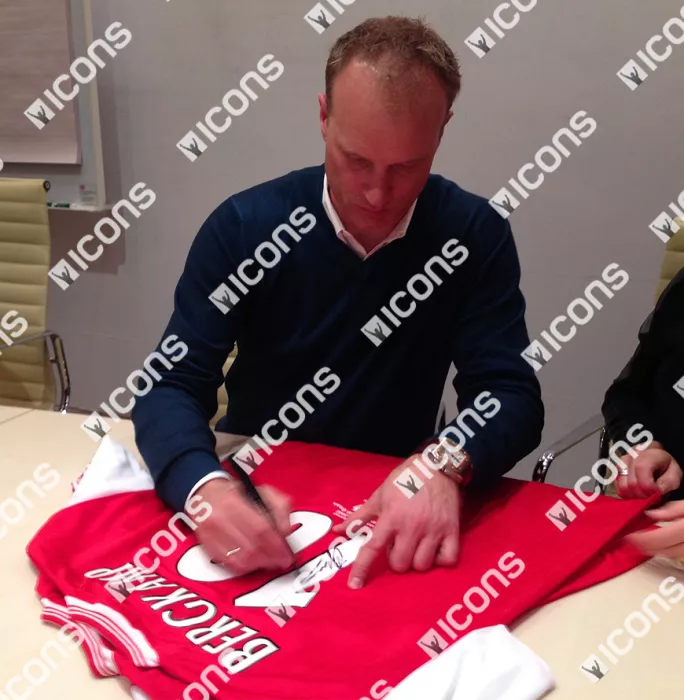 Icons Dennis Bergkamp Back Signed And Framed Arsenal Centenary Shirt