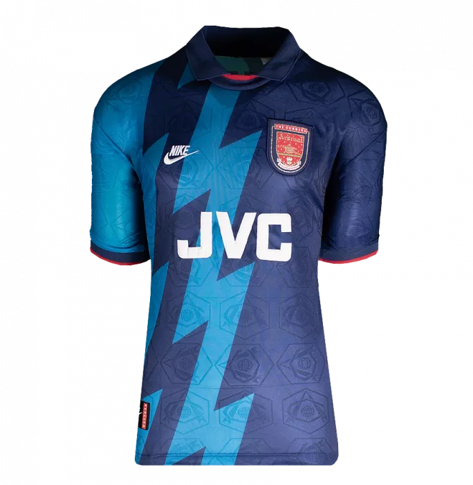 Icons Dennis Bergkamp Back Signed Arsenal 1995-96 Away Shirt In Deluxe Packaging