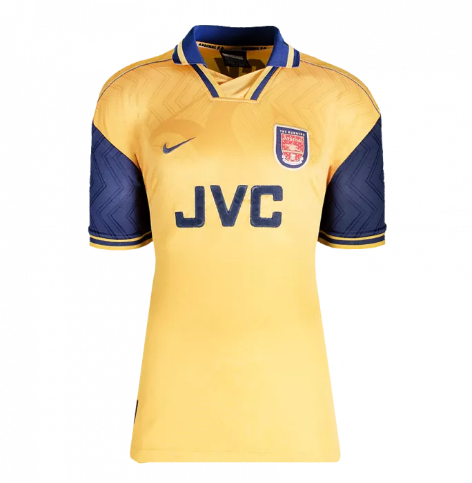Icons Dennis Bergkamp Back Signed Arsenal 1996-97 Away Shirt In Deluxe Packaging
