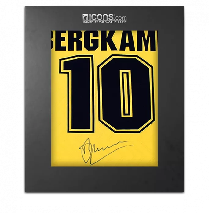 icons Dennis Bergkamp Back Signed Arsenal 1996-97 Away Shirt In Deluxe Packaging