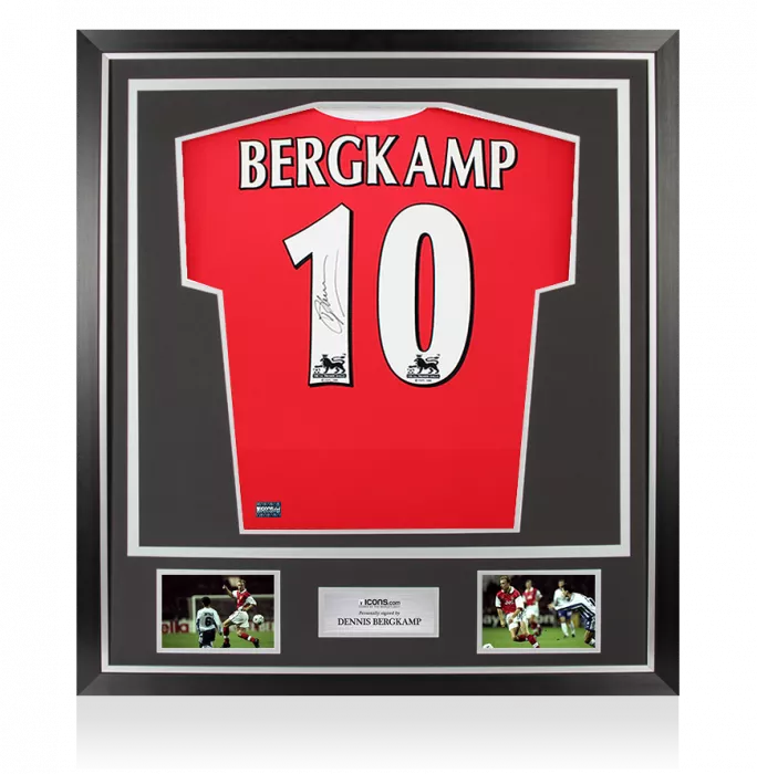 icons Dennis Bergkamp Back Signed Arsenal 1998-99 Home Shirt In Classic Frame