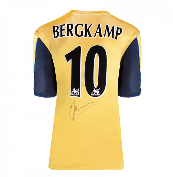 Icons Dennis Bergkamp Back Signed Arsenal 1999-01 Away Shirt In Classic Frame