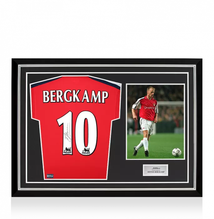 icons Dennis Bergkamp Back Signed Arsenal 2000-02 Shirt In Hero Frame: Option 1