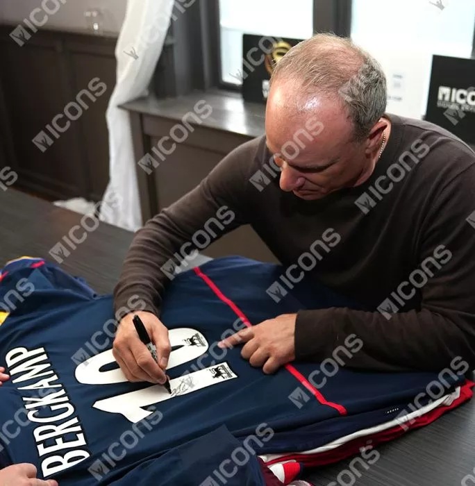 Icons Dennis Bergkamp Back Signed Arsenal 2004-05 Away Shirt In Deluxe Packaging
