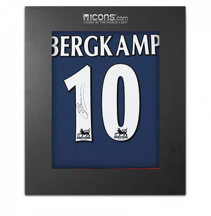 icons Dennis Bergkamp Back Signed Arsenal 2004-05 Away Shirt In Deluxe Packaging
