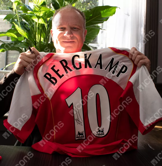 Icons Dennis Bergkamp Back Signed Arsenal 2004-05 Home Shirt