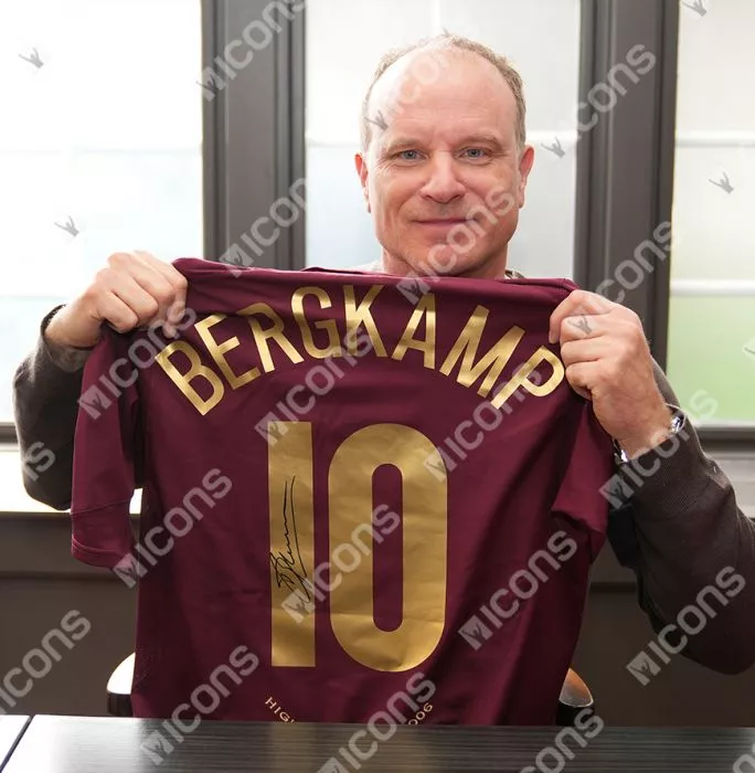 Icons Dennis Bergkamp Back Signed Arsenal 2005-06 Home Shirt - Centenary