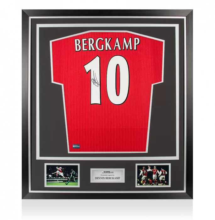 icons Dennis Bergkamp Back Signed Arsenal Centenary Shirt In Classic Frame