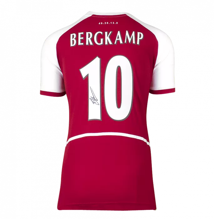Icons Dennis Bergkamp Back Signed Arsenal Heritage "Invincibles" Shirt In Classic Frame