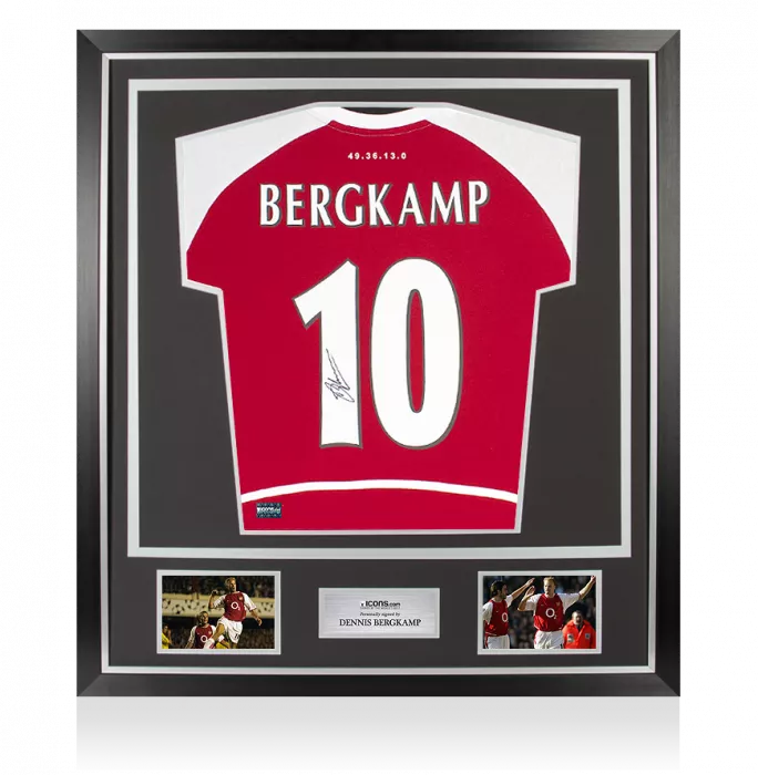 icons Dennis Bergkamp Back Signed Arsenal Heritage "Invincibles" Shirt In Classic Frame
