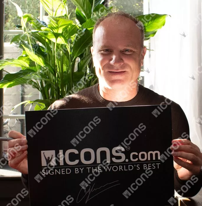 Icons Dennis Bergkamp Back Signed Arsenal Retro Shirt In Deluxe Packaging