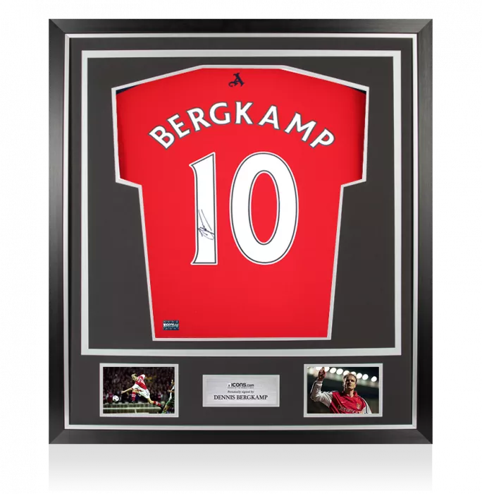 icons Dennis Bergkamp Back Signed Arsenal Retro Shirt In Classic Frame