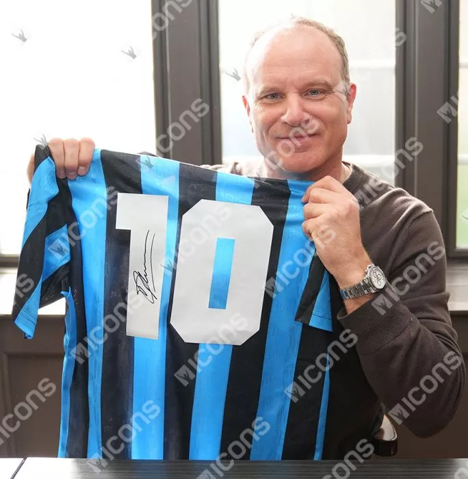 Icons Dennis Bergkamp Back Signed Internazionale 1992 Home Shirt In Hero Frame: Option 1