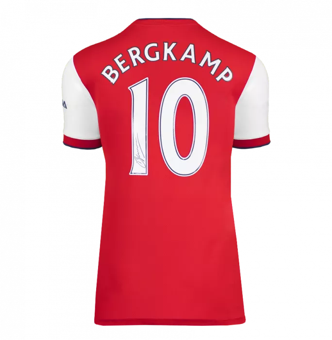 Icons Dennis Bergkamp Back Signed Modern Arsenal Home Shirt In Classic Frame