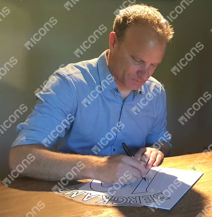 Icons Dennis Bergkamp Back Signed Modern Arsenal Home Shirt In Hero Frame – Option 1