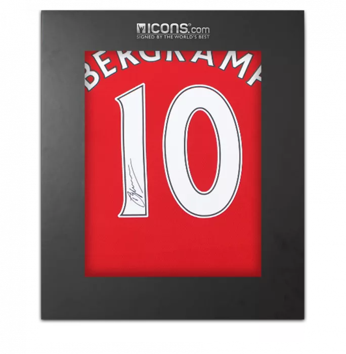 icons Dennis Bergkamp Back Signed Modern Arsenal Home Shirt In Deluxe Packaging