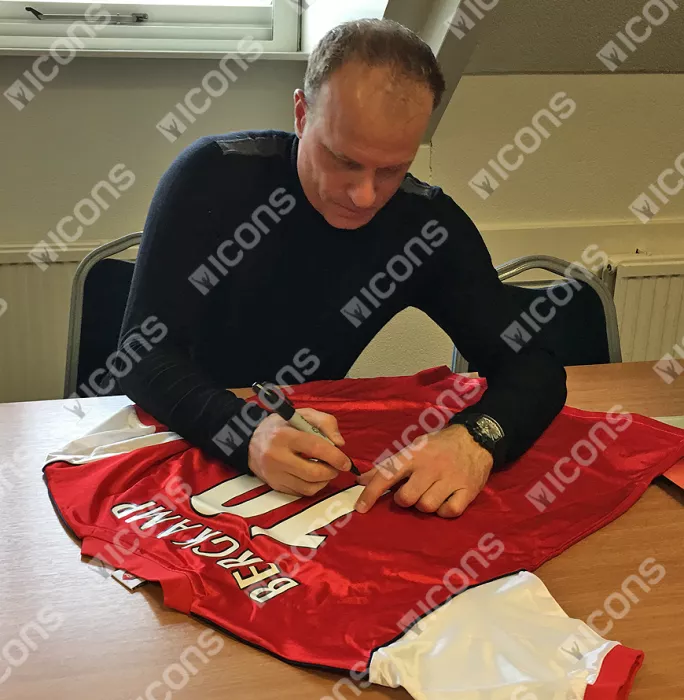Icons Dennis Bergkamp Back Signed Retro Arsenal Shirt In Classic Frame
