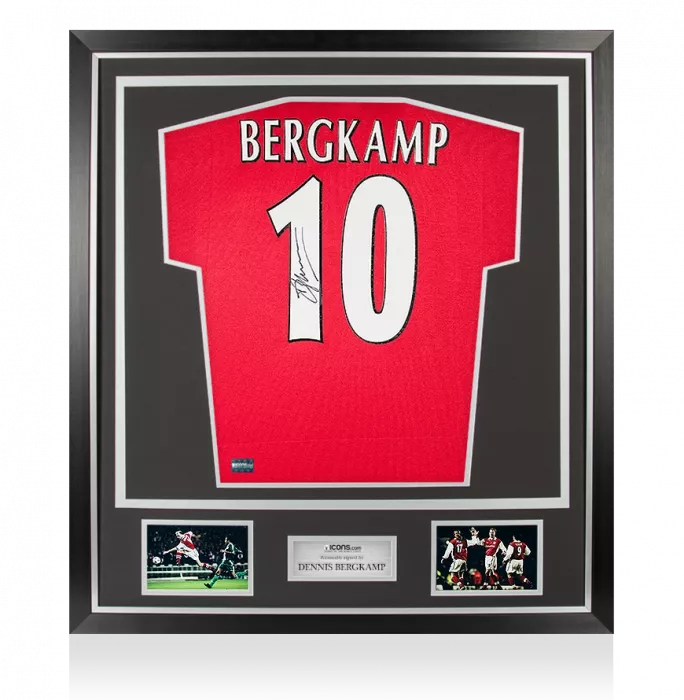 Icons Dennis Bergkamp Back Signed Retro Arsenal Shirt In Classic Frame