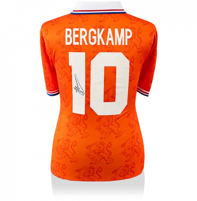icons Dennis Bergkamp Back Signed Retro Netherlands Shirt