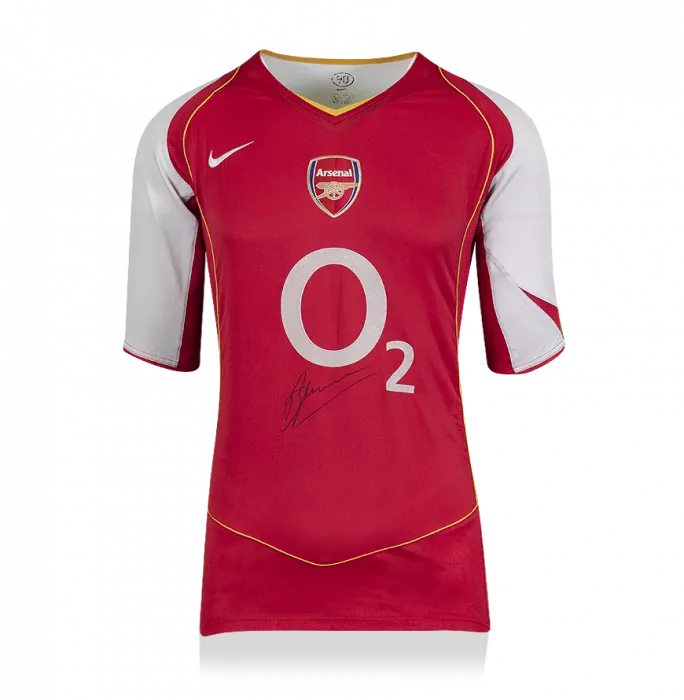 icons Dennis Bergkamp Front Signed Arsenal 2004-05 Home Shirt