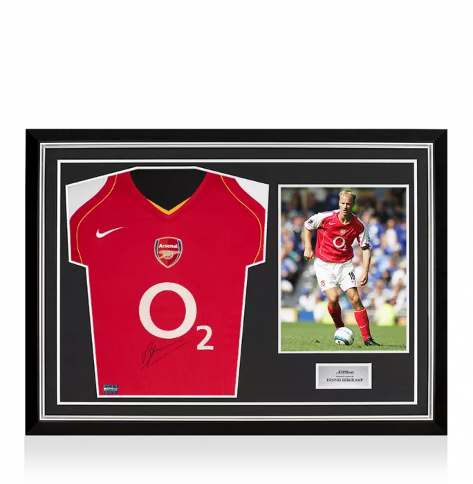 icons Dennis Bergkamp Front Signed Arsenal 2004-05 Home Shirt In Hero Frame: Option 1