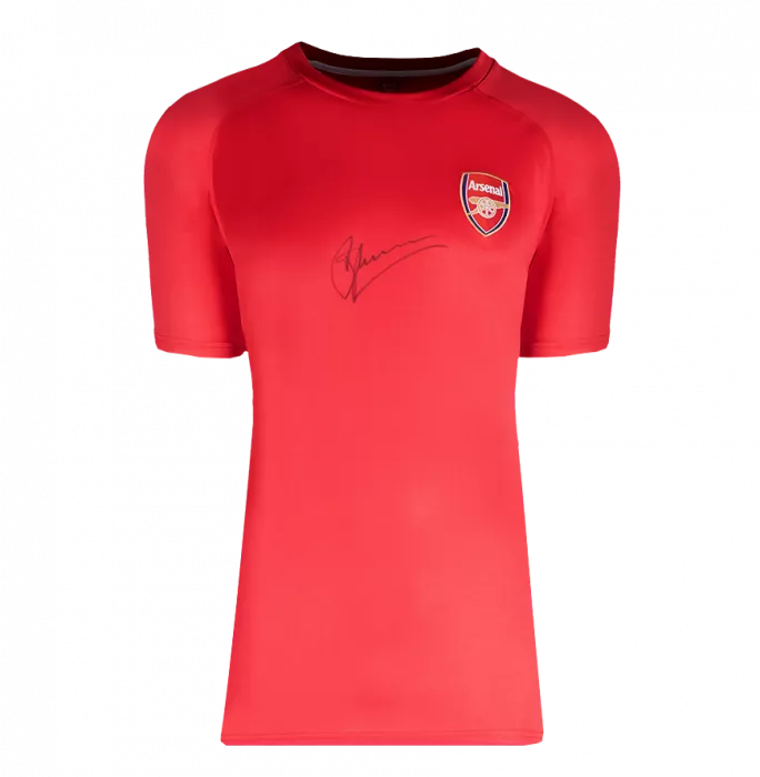 Icons Dennis Bergkamp Front Signed Arsenal T-Shirt In Hero Frame: Option 1