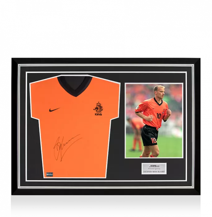 Icons Dennis Bergkamp Front Signed Netherlands 2000-01 Home Shirt Home Shirt In Hero Frame: Option 1