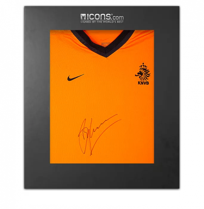 icons Dennis Bergkamp Front Signed Netherlands 2000-01 Home Shirt In Deluxe Packaging