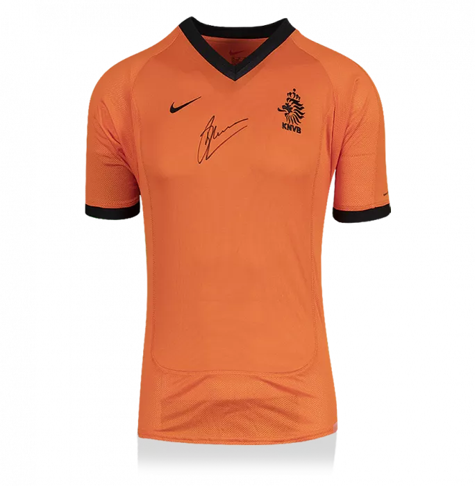 icons Dennis Bergkamp Front Signed Netherlands 2000-02 Home Shirt