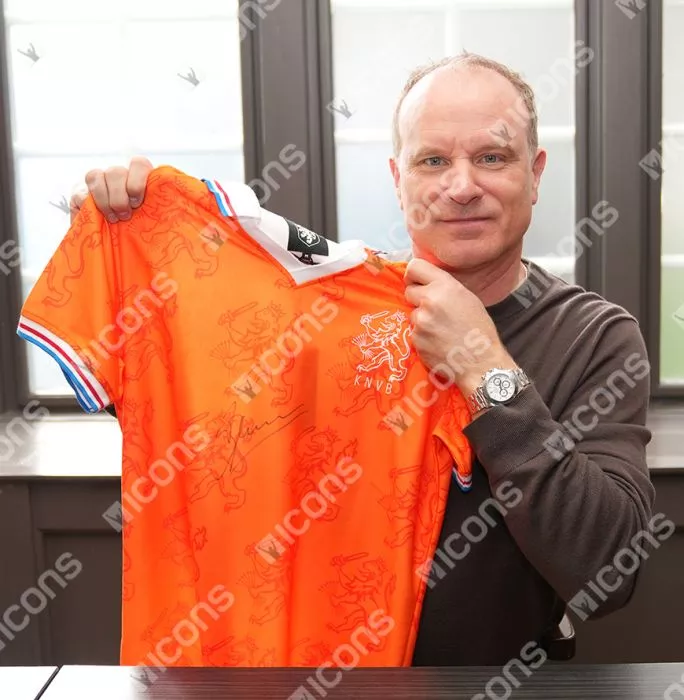 Icons Dennis Bergkamp Front Signed Retro Netherlands Home Shirt In Hero Frame: Option 1