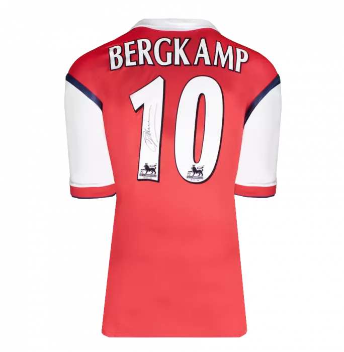 Icons Dennis Bergkamp Official UEFA Champions League Back Signed And Hero Framed Arsenal 1998-99 Home Shirt