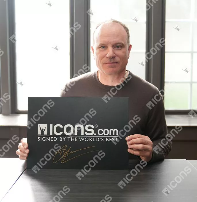 Icons Dennis Bergkamp Official UEFA Champions League Signed Plaque And Photo Frame