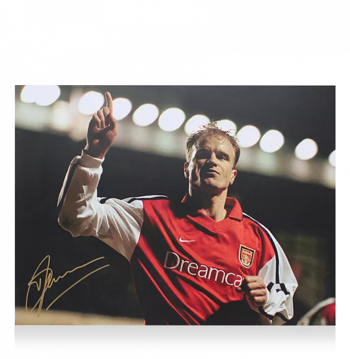 Icons Dennis Bergkamp Official UEFA Champions League Signed And Framed Arsenal Photo: UEFA Champions League Goal
