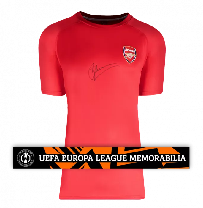 icons Dennis Bergkamp Official UEFA Europa League Front Signed Arsenal T-Shirt