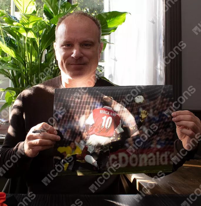 Icons Dennis Bergkamp Signed Arsenal & Netherlands Photos In Dual Photo Frame