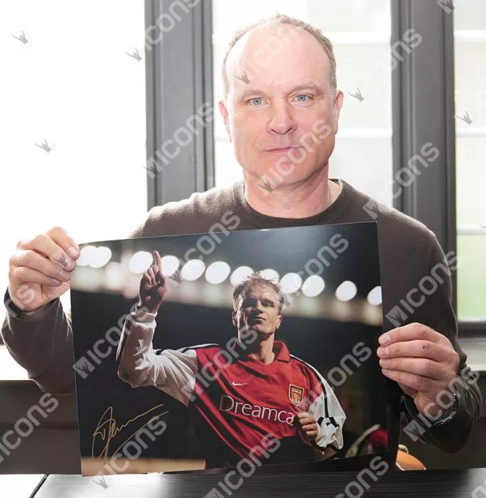 Icons Dennis Bergkamp Signed Arsenal Photo In Premium Photo Frame: UEFA Champions League Goal
