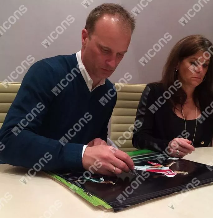 Icons Dennis Bergkamp Signed Arsenal Photo: Volley Vs Panathinaikos