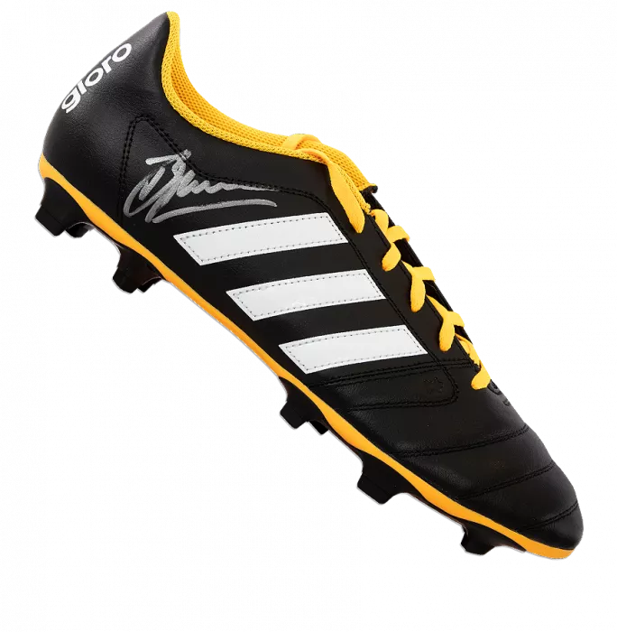 Icons Dennis Bergkamp Signed Black And Yellow Adidas Gloro Boot