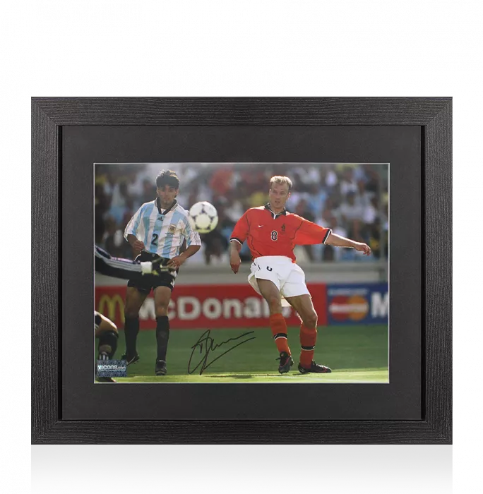 icons Dennis Bergkamp Signed Netherlands Photo In Black Wooden Frame: FIFA World Cup Goal vs Argentina
