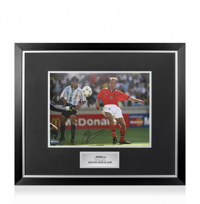 icons Dennis Bergkamp Signed Netherlands Photo In Premium Photo Frame: FIFA World Cup Goal vs Argentina