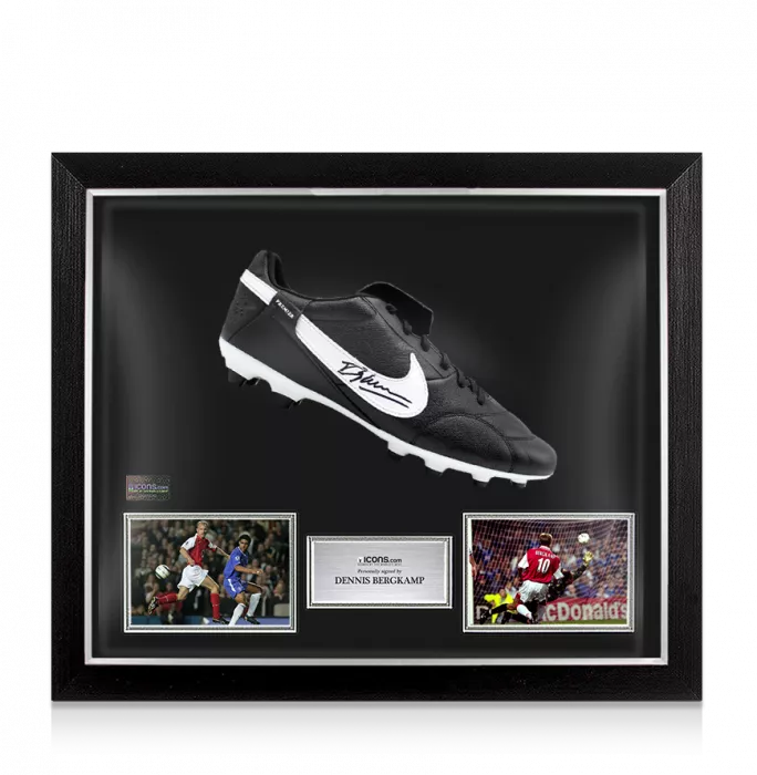 icons Dennis Bergkamp Signed Nike Premier Football Boot In Bubble Frame: Option 1