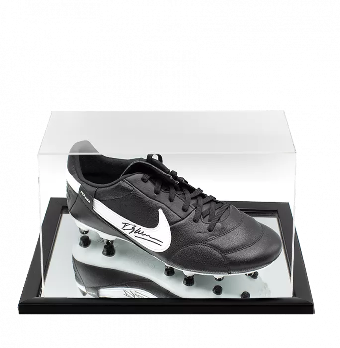 icons Dennis Bergkamp Signed Nike Premier Football Boot In Acrylic Case