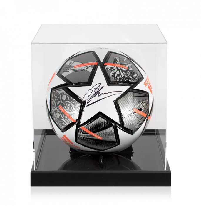 icons Dennis Bergkamp Signed UEFA Champions League Football In Acrylic Case