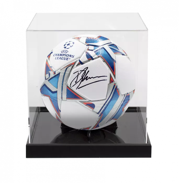 icons Dennis Bergkamp Signed UEFA Champions League Football In Acrylic Case