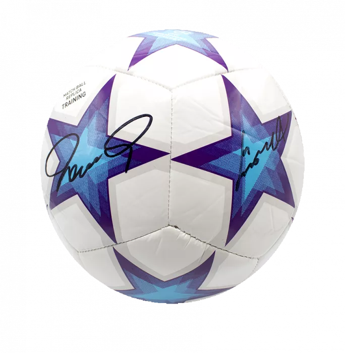 Icons Didier Drogba And Fernando Torres Dual Signed UEFA Champions League Football In Acrylic Case