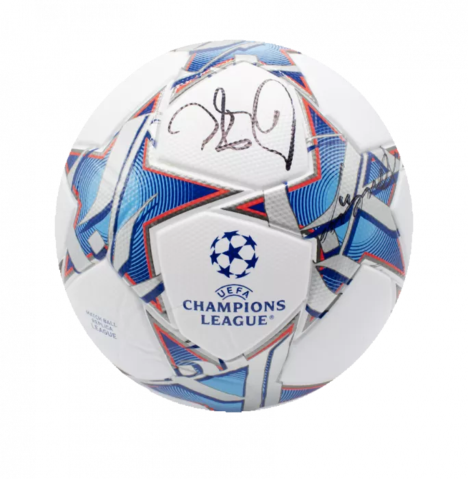 Icons Didier Drogba And Petr Cech Official UEFA Champions League Dual Signed Football In Acrylic Case