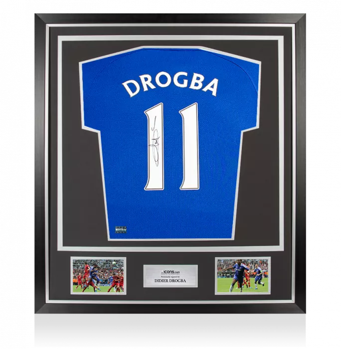 icons Didier Drogba Back Signed Chelsea 2022-23 Home Shirt In Classic Frame